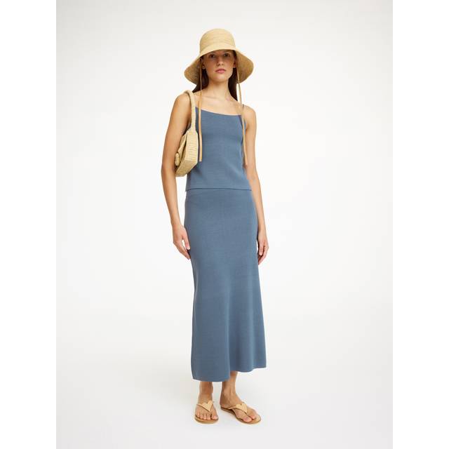 Roz Straight Viscose Midi Skirt - GRISAILLE - X-Small