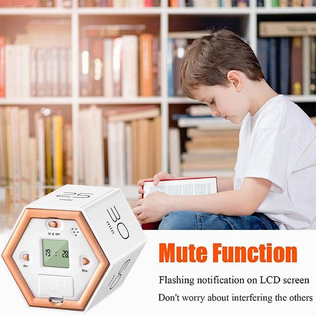Hexagon Digital Clock Timer Magnetic Cubes Timer Kitchen Hexagon Flip Timer for Studying Cooking white