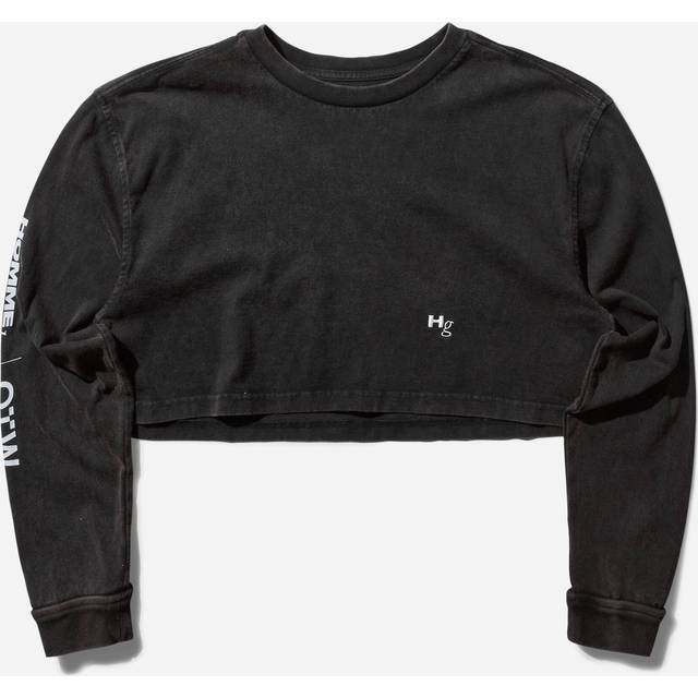 Women s HommeGirls Crop Longsleeve T-Shirt Washed Black (L)