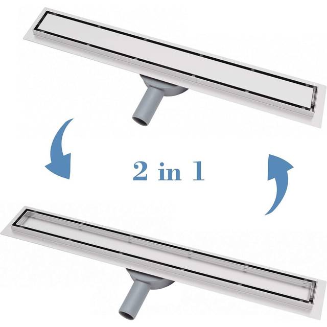60cm Stainless Steel Linear Shower Drain Wetroom Gully Set 360Â° Siphon
