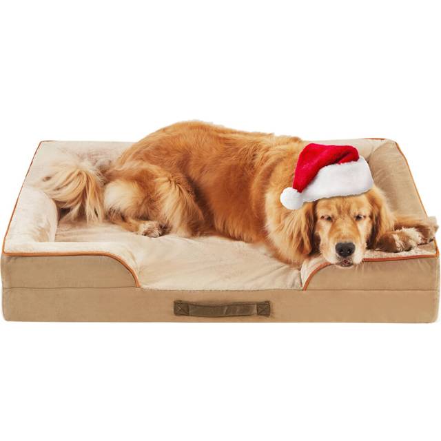 Codi Extra Large Memory Foam Layer Dog Bed, Washable Orthopedic Dog Bed Couch with Removable Zipper Cover, Waterproof Dog Bed Sofa Bed, Beige