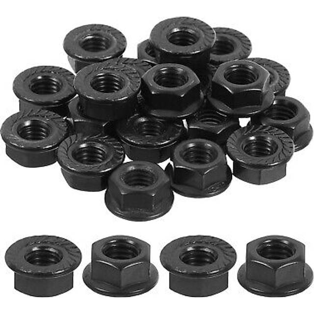 M8x1.25mm Serrated Flange Hex Lock Nuts, 20pcs Hexagon Flange Nut, Black