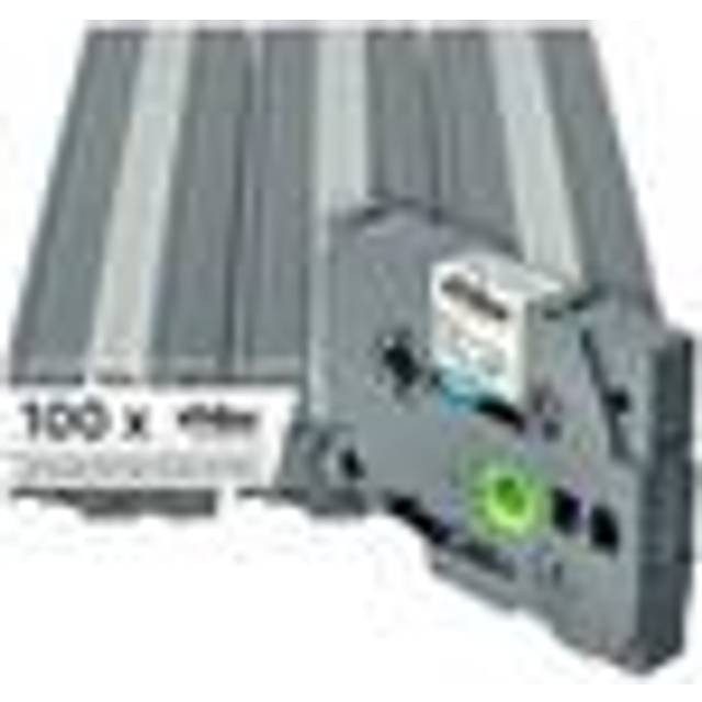 Vhbw - 100x Label Tape compatible with Brother pt H100R, H101, H101C, H101GB, H101TB, H105VP, H105 Label Printer 12 mm, Black on White
