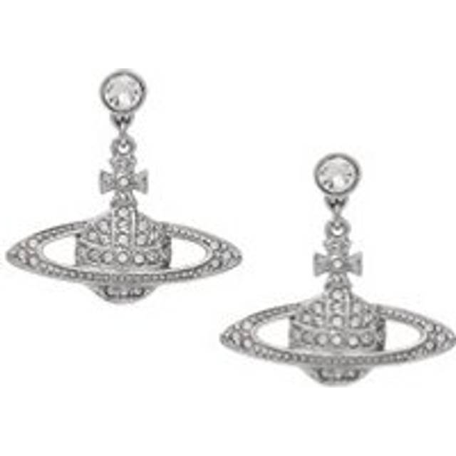 Vivienne Westwood Silver Crystal Mini Bas Relief Drop Earrings