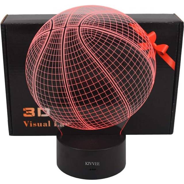 3D Table Lamp Round Basketball Shape Gift Acrylic Night Light Furniture Decorative Colorful 7 Color Change Household Home