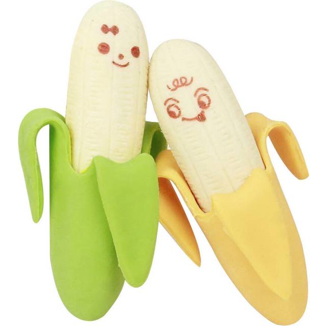 23PCS  New Creative Lovely Cartoon Expression Banana Fruit Style Rubber Pencil Eraser Students Stationery Gift School Supplies