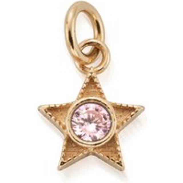 ChloBo Gold Plated October Pink Tourmaline CZ Birthstone Mini Star Pendant For Women - gold/pink/silver