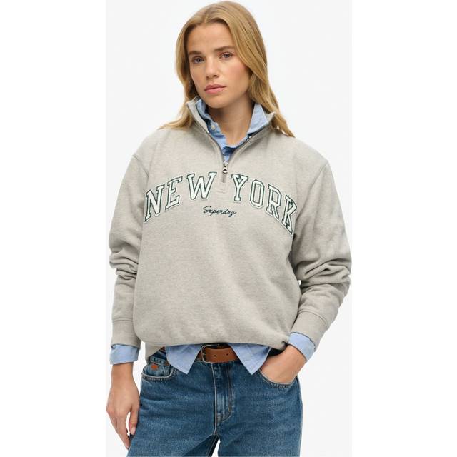 Sweatshirt 1/2 zip woman Superdry Athletic Ess Applique - Gris - L