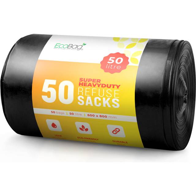 (50 L - 35 Micron) EcoBag - 50 Pack Heavy Duty Recyclable Bin Bags