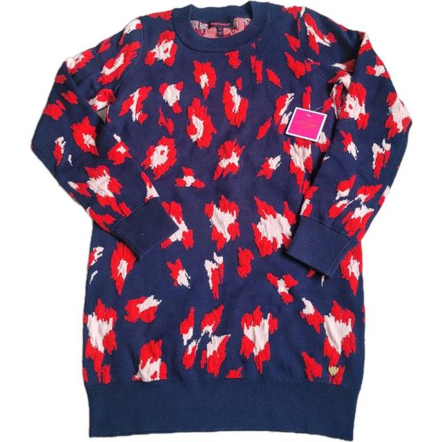 Juicy couture girls regal bubble leopard print jumper dress navy/red/pink age 12