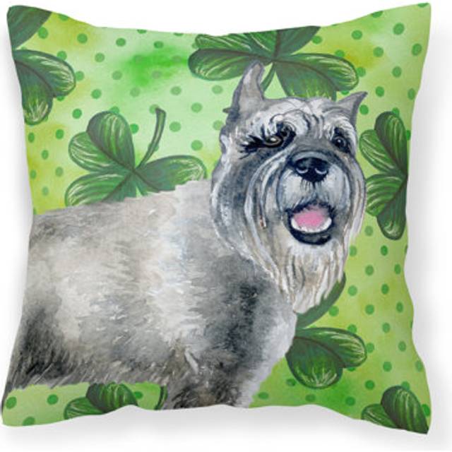 Caroline's Treasures BB9836PW1818 Schnauzer St Patrick's Outdoor Canvas Pillow  Multicolor
