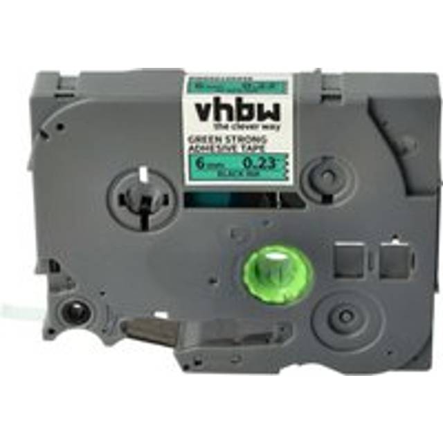 Label Tape compatible with Brother pt D200BWV, D210, D400, D210VP, D215e, D200VP Label Printer 6 mm, Black on Green, Extra Strong - Vhbw