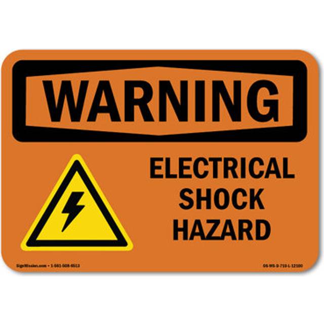 SignMission OS-WS-A-1218-L-12100 12 x 18 in. OSHA Warning Sign - Electrical Shock Hazard with Symbol