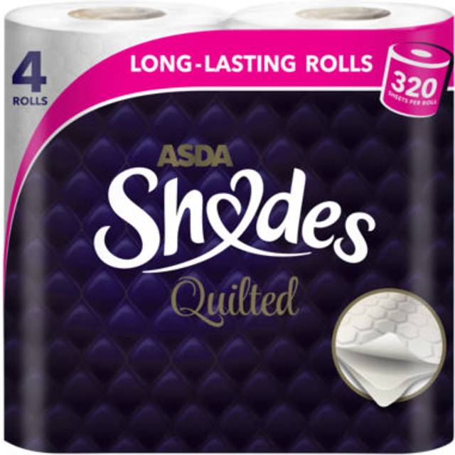 ASDA Shades Quilted Toilet Tissue 4 Rolls