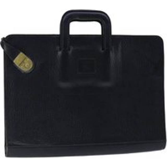 Preloved Leather Briefcase Classic Style Unisex - Black Business Bags - One Size