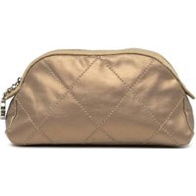 Womens Preloved Quilted Cosmetic Case Metallic Gold Wo Pouches - Metallics - One Size