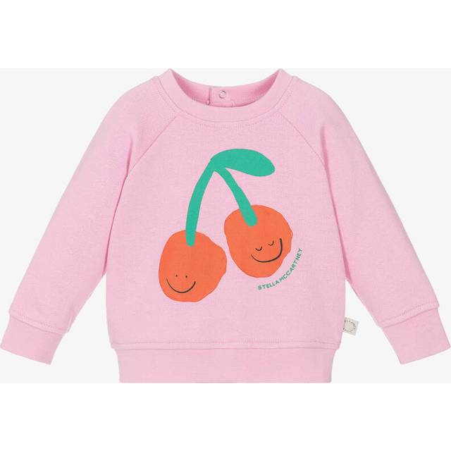 Stella McCartney Kids Happy Cherries Cotton Fleece Sweatshirt, Pink