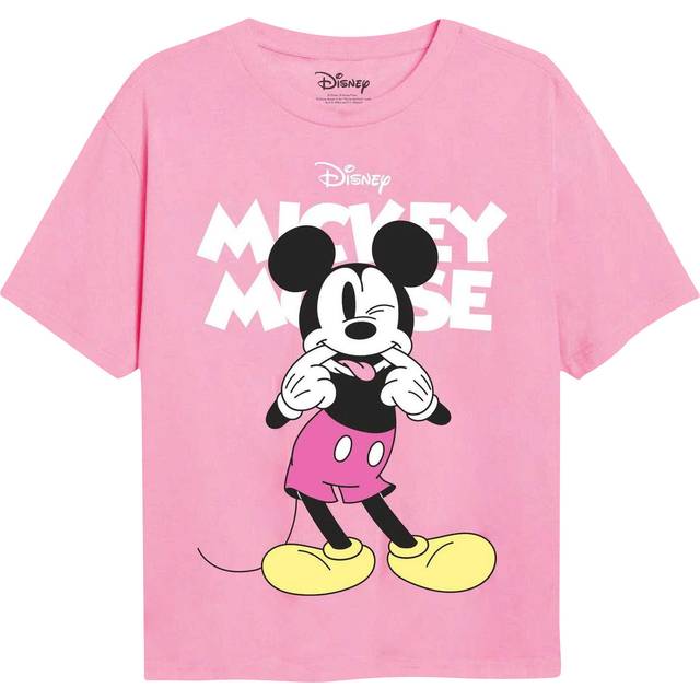 Disney Girls Mickey Mouse Silly Face T-Shirt (Light Pink)