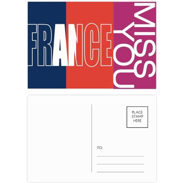 France Country Flag Name Miss Postcard Set Thanks Card Mailing Side 20pcs