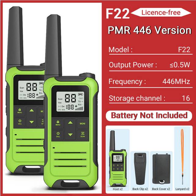 (PMR NO BAT-G) 2pcs F22 PMR446 FRS Mini Communication Radio Profesional Walkie Talkies Two Way Radio Transceiver For