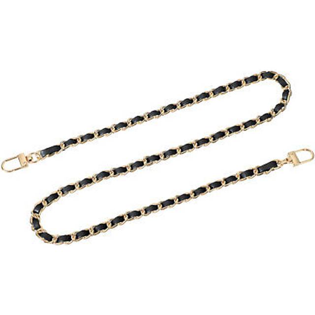 32" purse chain strap with buckles for shoulder (black + gold)