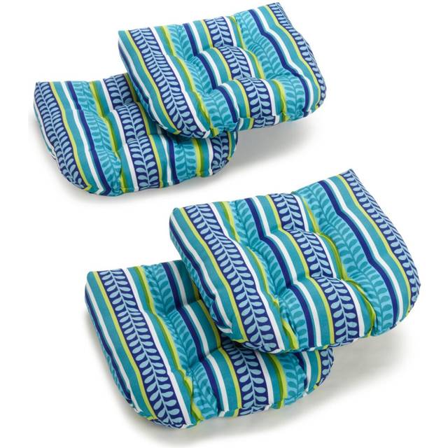 Blazing Needles 19-inch U-Shaped Spun Polyester Outdoor Tufted Dining Chair Cushions (Set of 4) Pike Azure