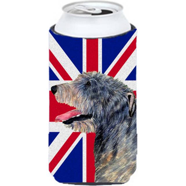 Irish Wolfhound with English Union Jack British Flag Tall Boy Beverage Insulator Hugger SS4948TBC