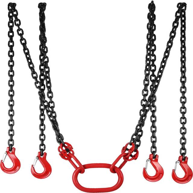 VEVOR Lifting Chain Sling Lifts 5 Tonne 1.5M 3M 4M X 5/16 Inch Heavy Duty With 4 Legs Grade Hooks and Adjuster G80 Alloy Steel