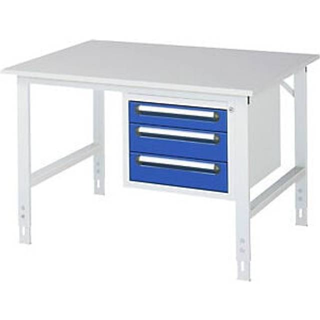 base container with 3 drawers 1 x 90, 2 x 120 mm, base container with 3 drawers 1 x 90, 2 x 120 mm, WxD 1250 x 800 mm, melamine panel, thickness 22 mm - light grey RAL 7035