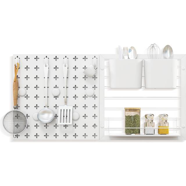 Pegboard Combination Wall Organizer Kit with 2 Pegboard Panels and Storage rack