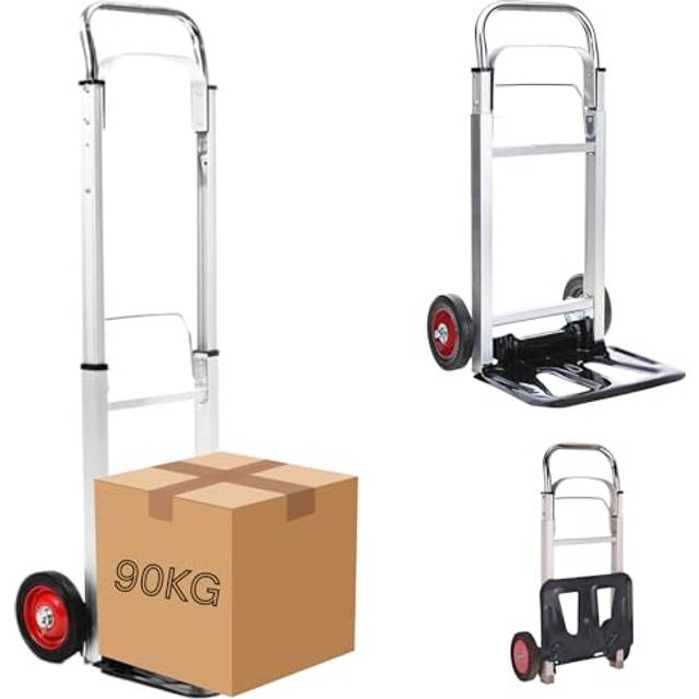 Trendi Aluminum Trolley With 90Kg Capacity, Foldable Multi-Purpose Sack Barrow For Shopping, Camping, Garden & Pallet Transport On Wheels - One Size