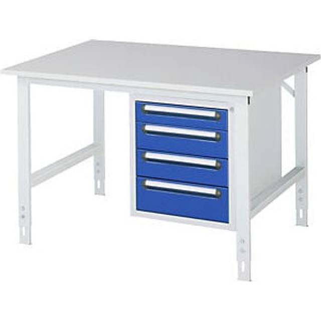 base container with 4 drawers 1 x 90, 2 x 120, 1 x 140 mm, base container with 4 drawers 1 x 90, 2 x 120, 1 x 140 mm, WxD 1250 x 800 mm, melamine panel, thickness 22 mm - light grey RAL 7035