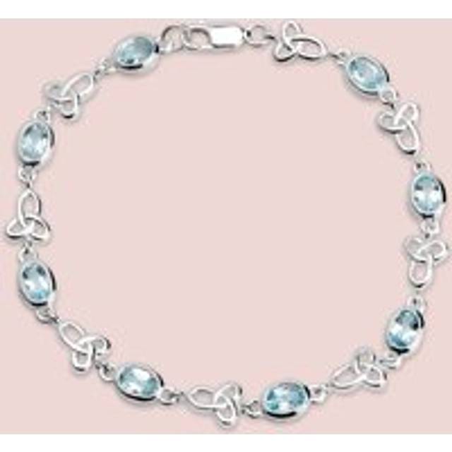 John Greed Signature Silver Blue Topaz Celtic Link Bracelet For Women - blue/silver
