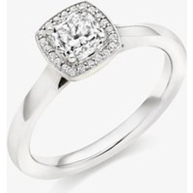 Platinum Diamond-Shoulder Halo Engagement Ring (M) ENG4025 - Silver