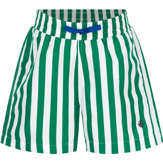 Striped Swim Shorts for Children, PETIT BATEAU striped green