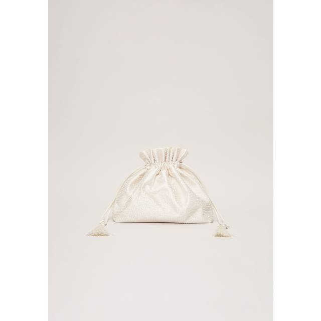 Phase Eight Pearl Drawstring Clutch Bag, Ivory