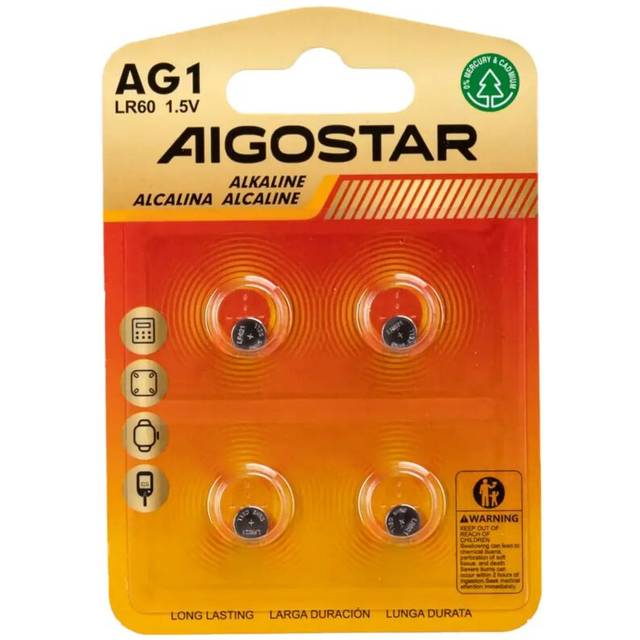 4 st. Knapcellsbatteri - AG1 LR60, 1.5V