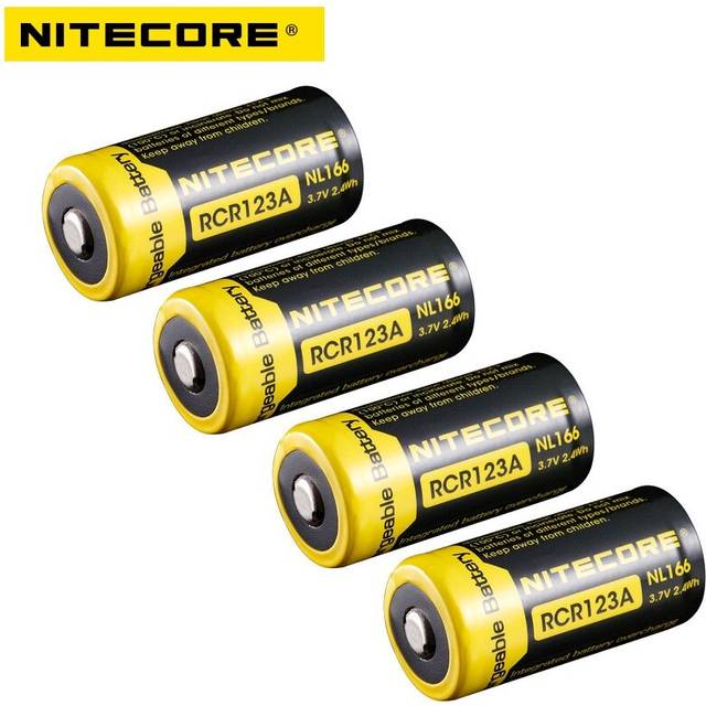 2 st nitecore nl166 rcr 123a(16340) 3.7v 650 mah 3a li-ion uppladdningsbart batteri med pcb skyddat - 4 st