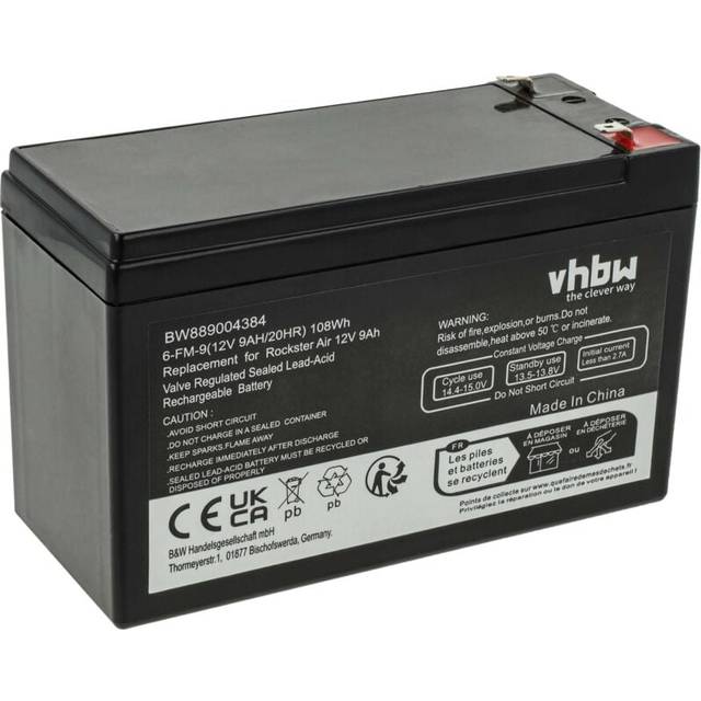 vhbw Battery Replacement for Panasonic UP-VW1245P1, UP-RW1245P1 for UPS (9000 mAh, 12 V, AGM)