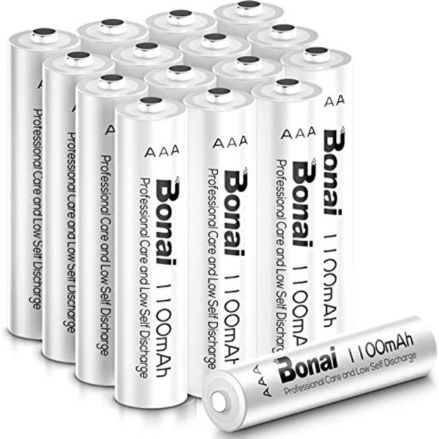 BONAI AAA Batterier Laddningsbara 16 Stycken 1100mAh Hög Kapacitet 1,2V Ni-MH Förladdade AAA Batteri Uppladdningsbart Låg Självurladdning