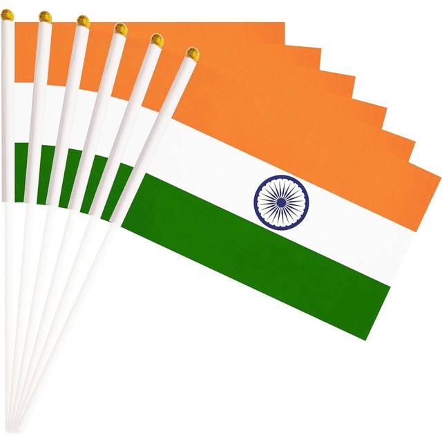 20 Pack India Flags  Handheld Indian Flags with Sticks  Small Flags of India for Festivals Sports Parade Meetings Parties Decoration  Vivid Color Dura