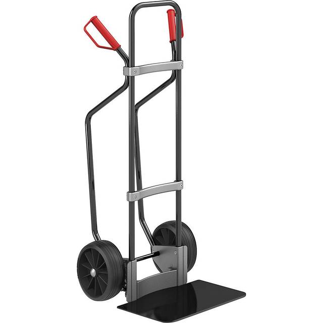 eurokraft pro footplate WxD 450 x 350 mm, black, footplate WxD 450 x 350 mm, black, solid rubber tyres, 5+ items - jet black RAL 9005