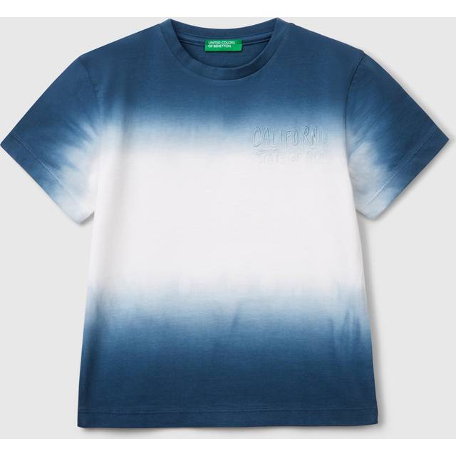 Benetton, Dip-dye T-shirt With Embroidery, size 3-4, Blue, Kids