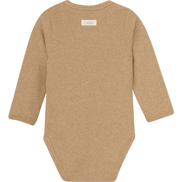 Fixoni Omlottbody l/ä - Rib - Macaroon Melange - Fixoni - 74 - Body L/Ä