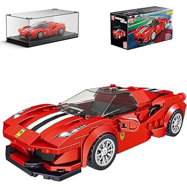 Mould King Speed Champions Racing Car Building Sets with Acrylic Display Case 488 Super Car 27006 Building Kit Toy, Collectible Model Cars Building
