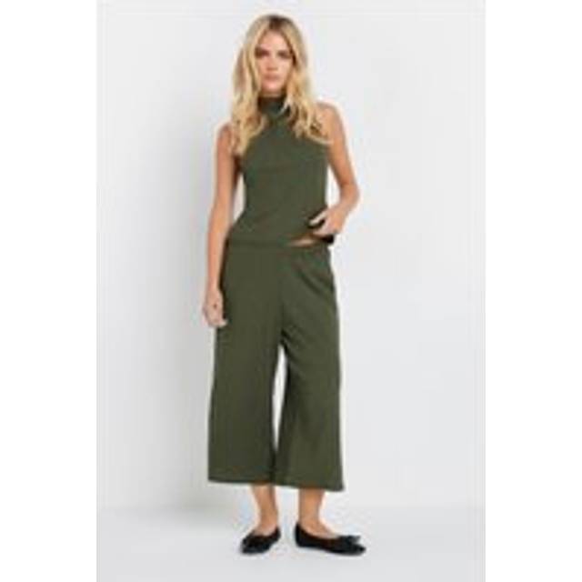 M&Co Petite Khaki Green Textured Culottes 12 M&Co Petites