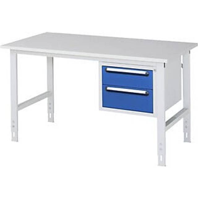 base container with 2 drawers 1 x 150, 1 x 180 mm, base container with 2 drawers 1 x 150, 1 x 180 mm, WxD 1500 x 800 mm, melamine panel, thickness 22 mm - light grey RAL 7035