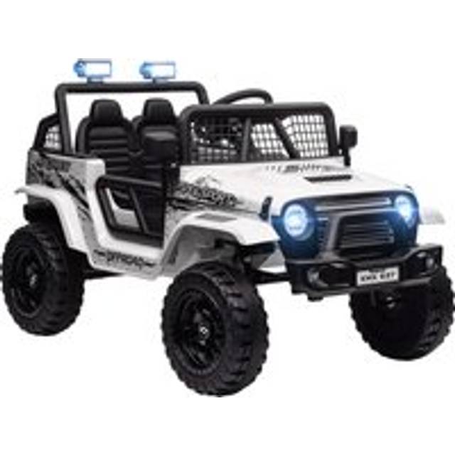 AIYAPLAY 12V Battery Powered Kids Ride On Car, Electric Truck w/ Spring Suspension, Remote, Music Horn Lights - White