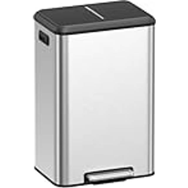 (Silver, Pedal Bin 40L) Kitchen Bin, 40L Pedal Bin with Lid, Rubbish Bin for Waste, Soft Close and Stays Open, Wide Pedal, Silver LTB541E40