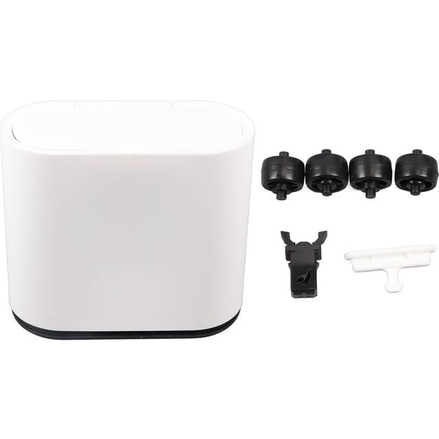 Plastic Trash Can with Press Type Lid Big White Garbage Container Bin for Bathroom Bedroom Kitchen